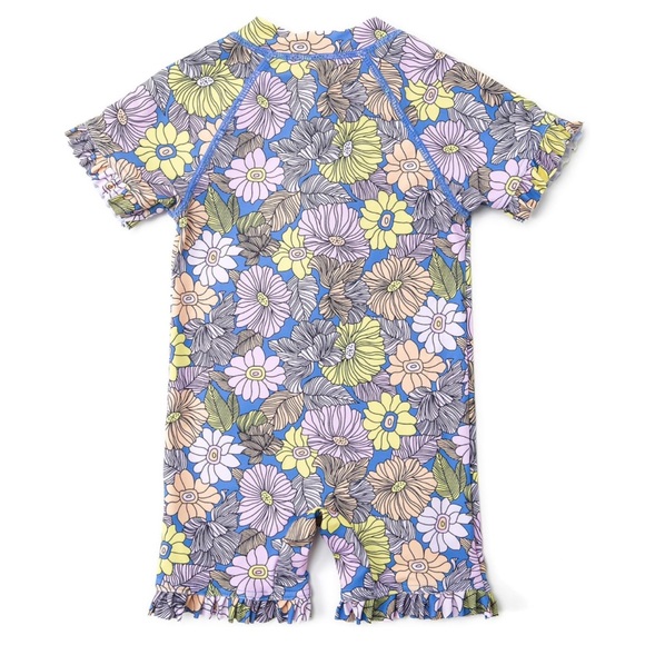 NWT Baby Short Sleeve One Piece Swimsuit with UPF 50+ Sun Protection - Picture 3 of 7